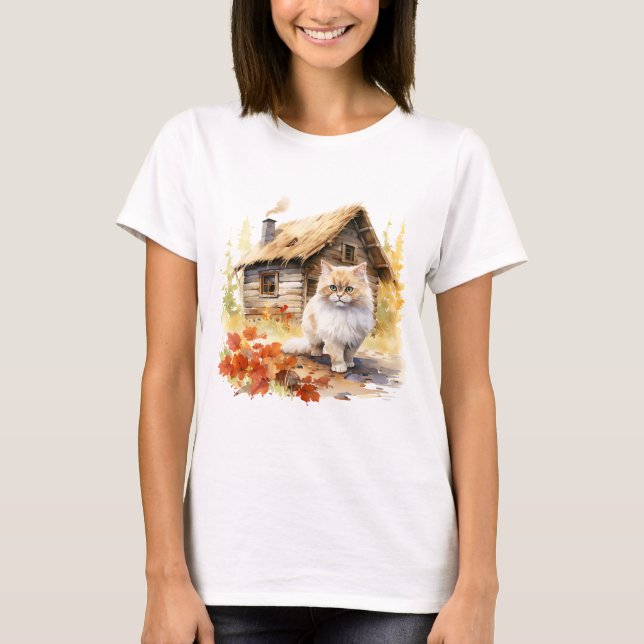 Katze 4 im Herbst T - Shirt (Vorderseite)