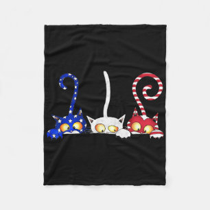 Katze 4. Juli Amerikanische Flagge Rot Weiß Blau F Fleecedecke