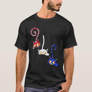Katze 4. Juli Amerikanische Flagge Rot Weiß Blau F T-Shirt