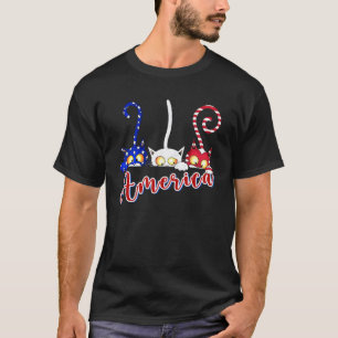 Katze 4. Juli Amerikanische Flagge Rot Weiß Blau U T-Shirt