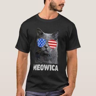 Katze 4. Juli Meowica Merica Männer USA Amerikanis T-Shirt
