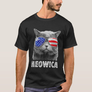 Katze 4. Juli Meowica Merica Men USA American Fl T-Shirt