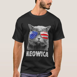 Katze 4. Juli Meowica Merica Men USA American Fl T-Shirt