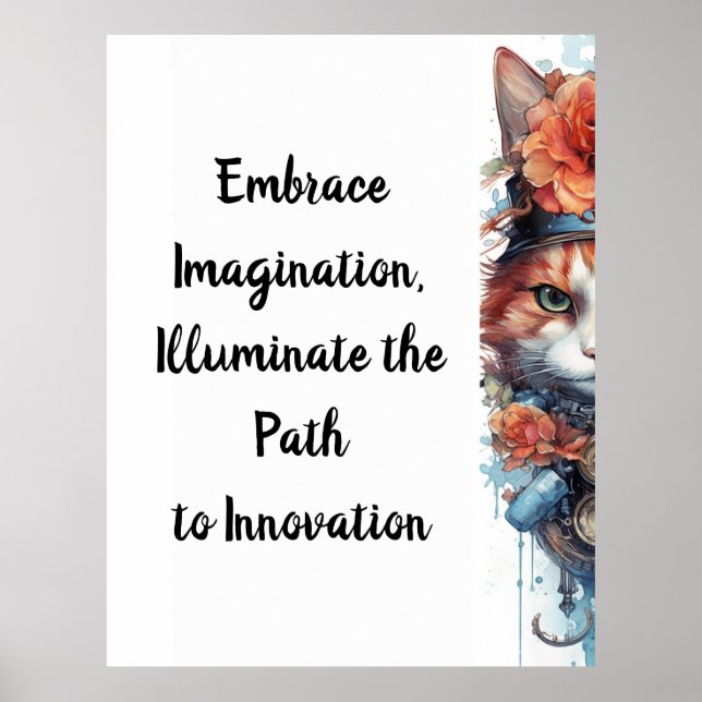 Katze 4 Kitten mit Rose Aquarell Poster (Vorne)