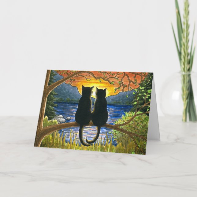 Katze 582 schwarze Katzen Karte (Vorderseite)