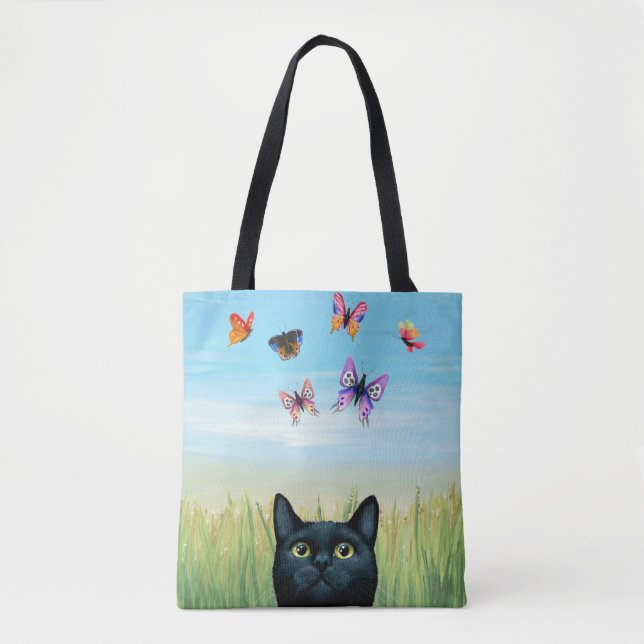 Katze 606 Katzenschmetterlinge Tasche (Vorderseite)