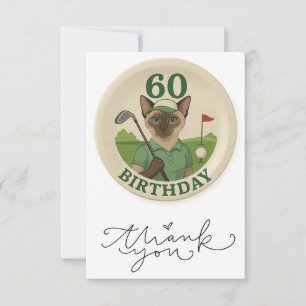 Katze 60. Geburtstag Dankeskarte