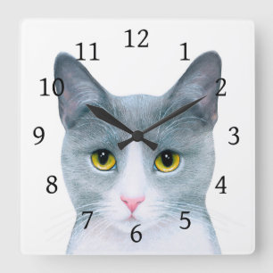 Katze 611 quadratische wanduhr