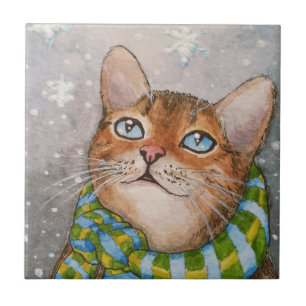 Katze 627 Winterschnee Fliese