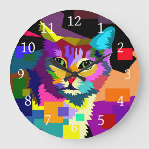 Katze 656 große wanduhr