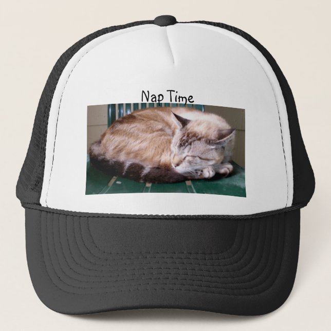 Katze 7, Nickerchen Zeit, Hut Truckerkappe (Vorderseite)