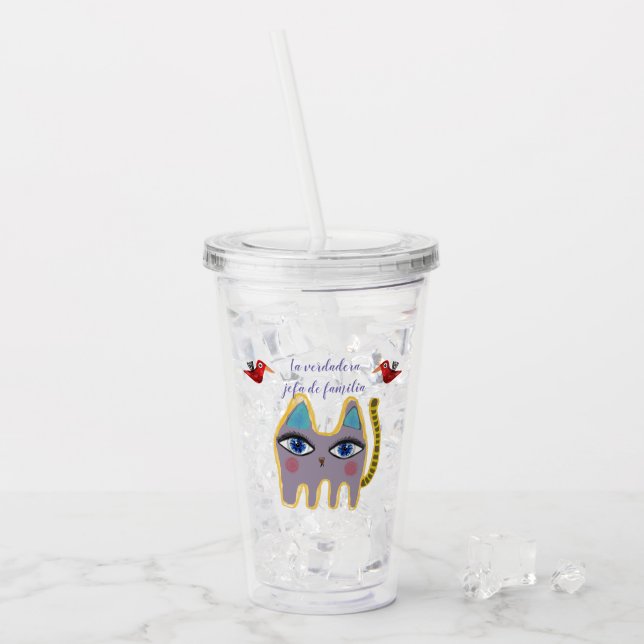 Katze Acryltrinkbecher (Vorderseite Ice)