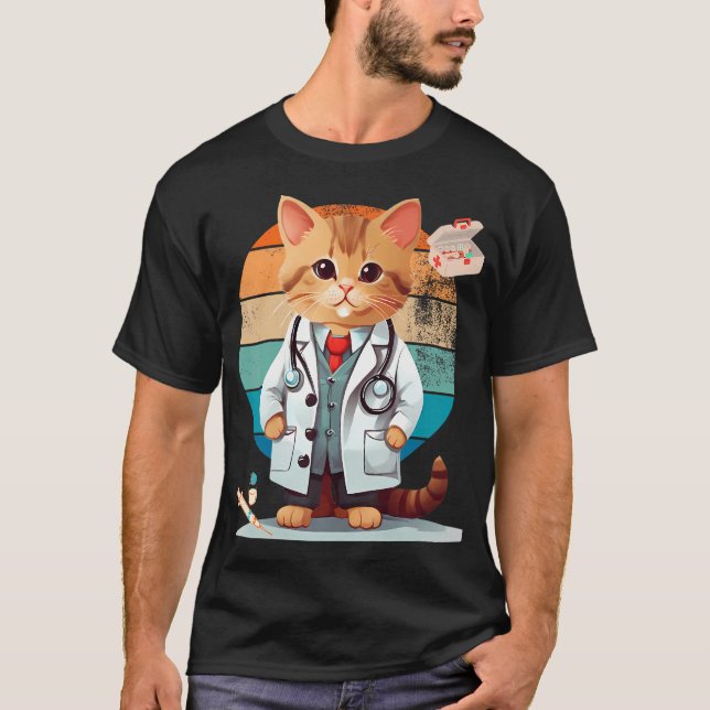 Katze als Arzt T-Shirt (Vorderseite)