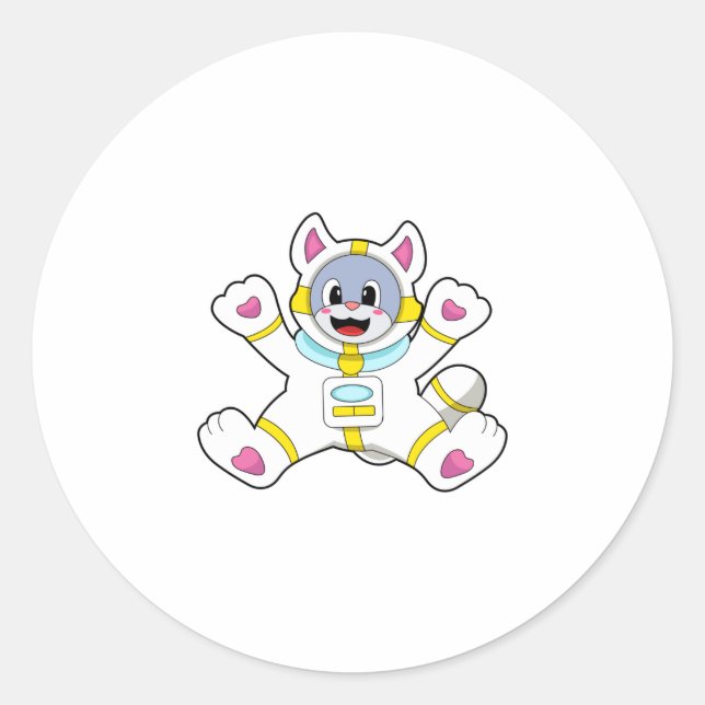 Katze als Astronaut in Kostüme Runder Aufkleber (Vorderseite)