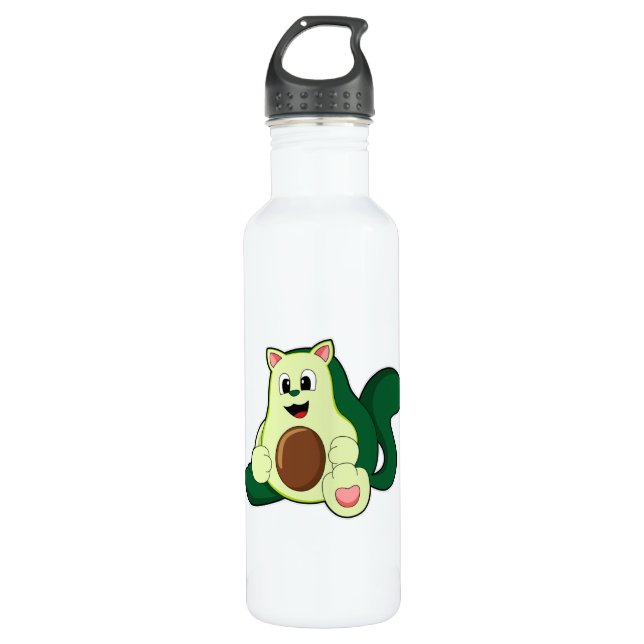 Katze als Avocado Edelstahlflasche (Vorderseite)