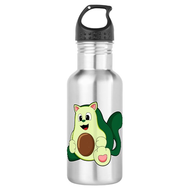 Katze als Avocado Edelstahlflasche (Vorderseite)