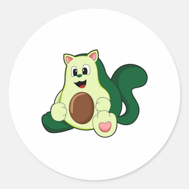Katze als Avocado Runder Aufkleber (Vorderseite)