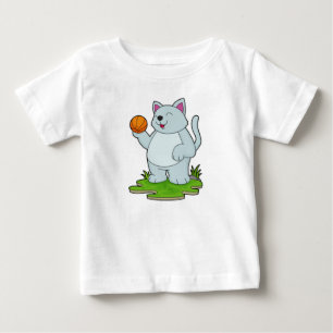 Katze als Basketballspieler mit Basketball Baby T-shirt