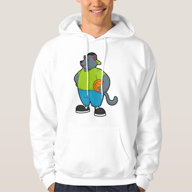 Katze als Basketballspieler mit Basketball Hoodie (Vorderseite)