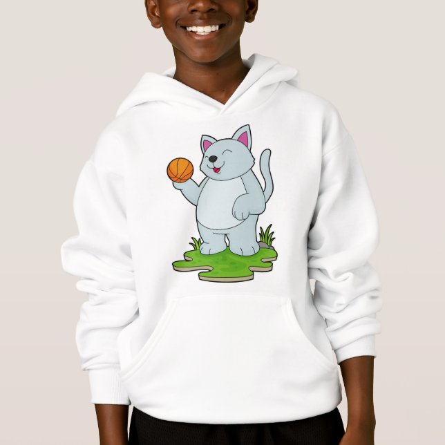 Katze als Basketballspieler mit Basketball Hoodie (Vorderseite)