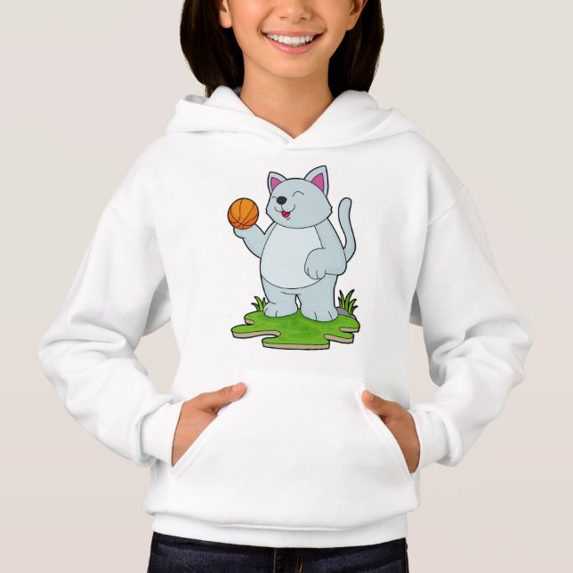 Katze als Basketballspieler mit Basketball Hoodie (Vorderseite)