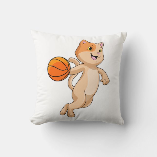 Katze als Basketballspieler mit Basketball Kissen (Vorderseite)