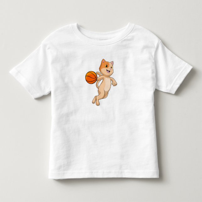 Katze als Basketballspieler mit Basketball Kleinkind T-shirt (Vorderseite)