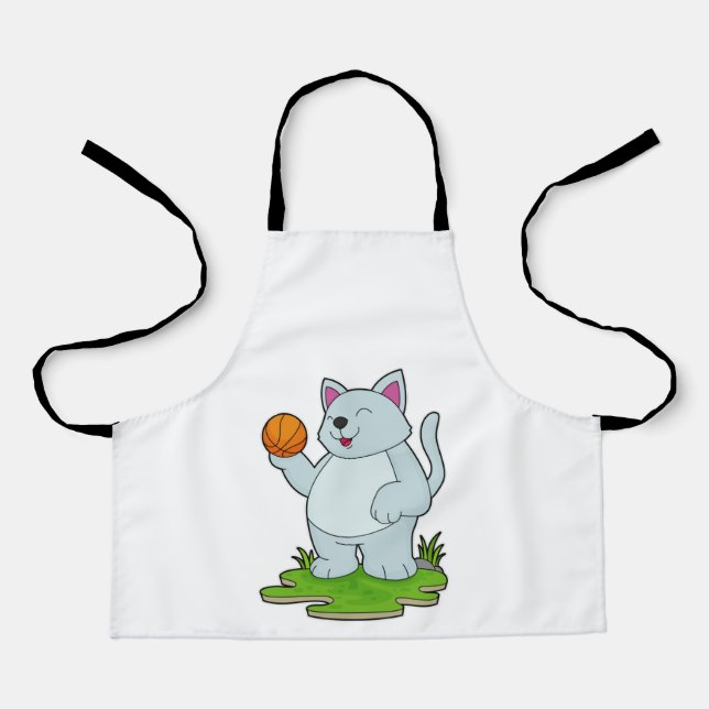 Katze als Basketballspieler mit Basketball Schürze (Vorderseite)