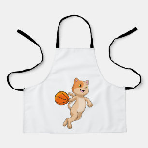 Katze als Basketballspieler mit Basketball Schürze
