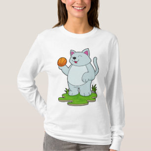 Katze als Basketballspieler mit Basketball T-Shirt
