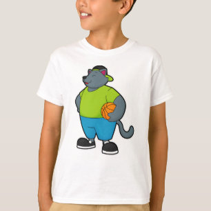 Katze als Basketballspieler mit Basketball T-Shirt