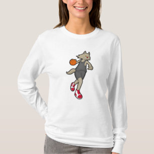 Katze als Basketballspieler mit Basketball T-Shirt