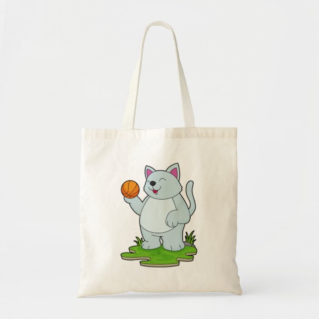 Katze als Basketballspieler mit Basketball Tragetasche (Vorne)