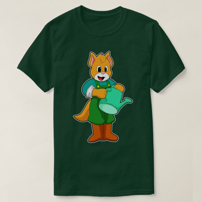 Katze als Bauer mit Wasserkocher T-Shirt (Design vorne)