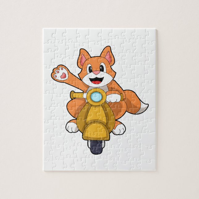 Katze als Biker mit Scooter.PNG (Vertikal)