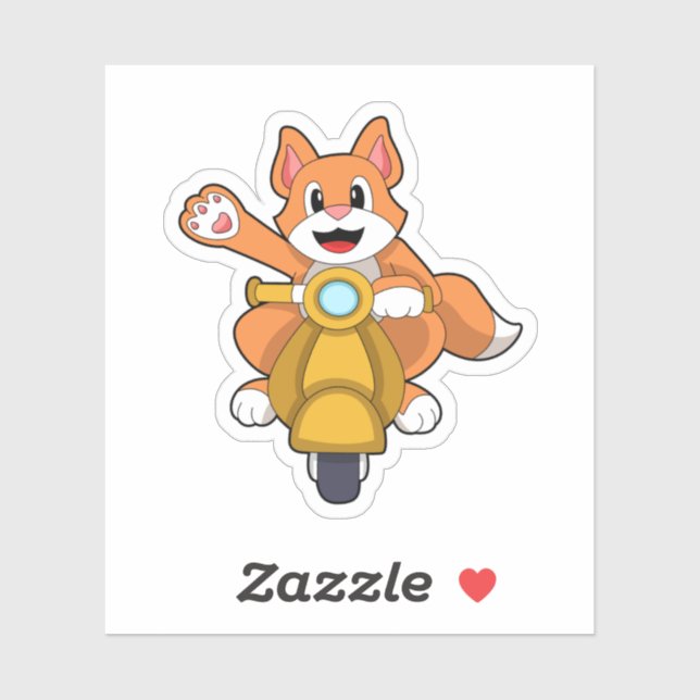 Katze als Biker mit Scooter.PNG Aufkleber (Blatt)