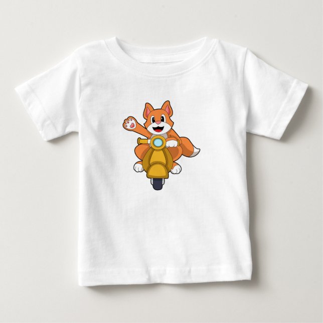 Katze als Biker mit Scooter.PNG Baby T-shirt (Vorderseite)