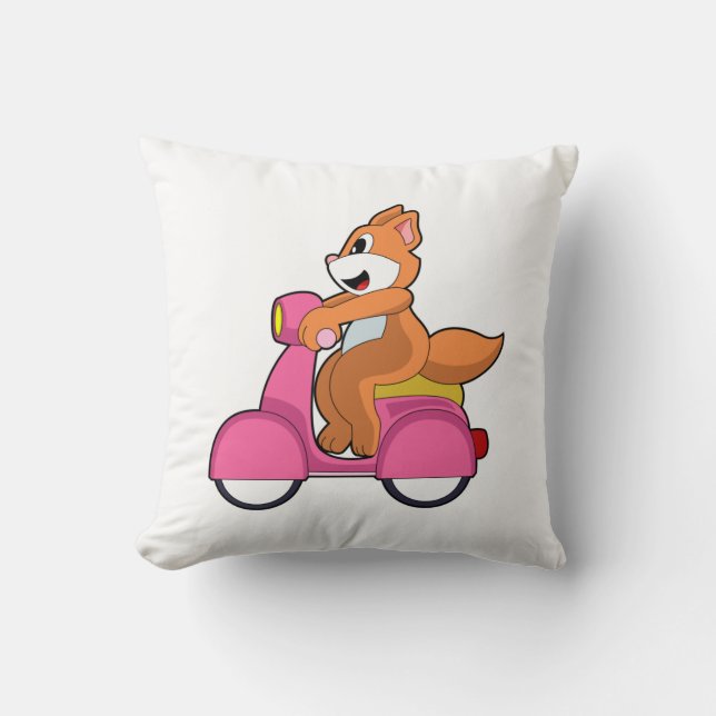 Katze als Biker mit Scooter.PNG Kissen (Vorderseite)