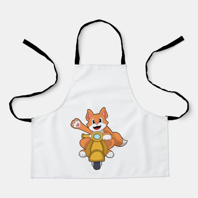 Katze als Biker mit Scooter.PNG Schürze (Vorderseite)