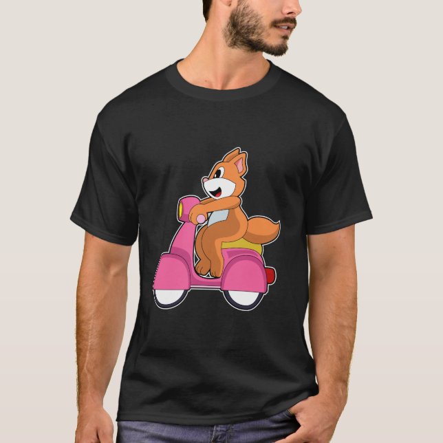 Katze als Biker mit Scooter.PNG T-Shirt (Vorderseite)