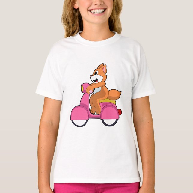 Katze als Biker mit Scooter.PNG T-Shirt (Vorderseite)