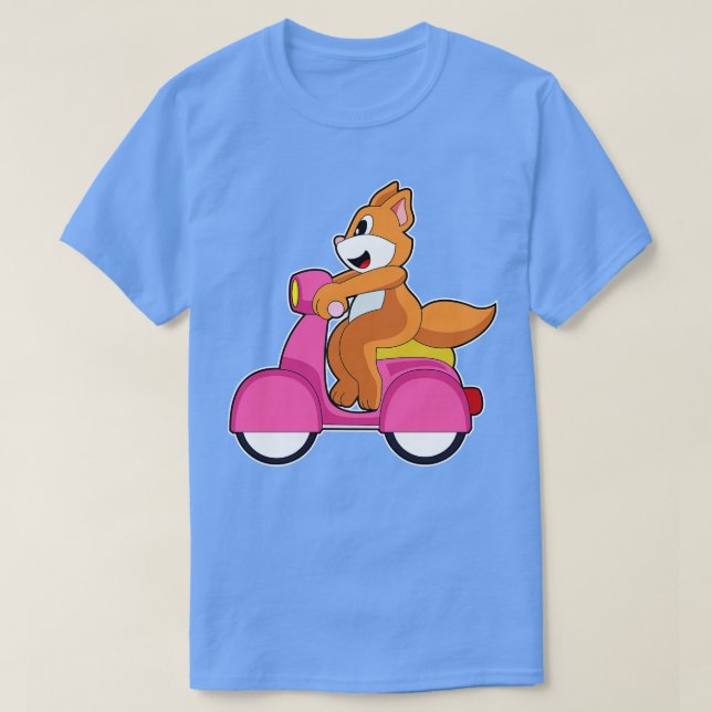 Katze als Biker mit Scooter T-Shirt (Design vorne)