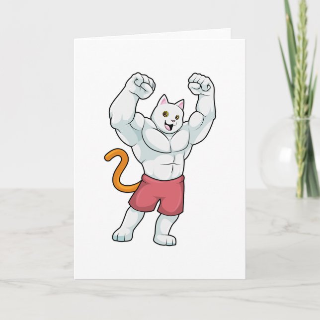 Katze als Bodybuilder mit großen Muskeln Karte (Vorderseite)