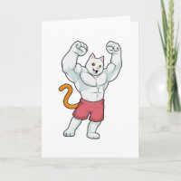 Katze als Bodybuilder mit großen Muskeln