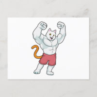 Katze als Bodybuilder mit großen Muskeln