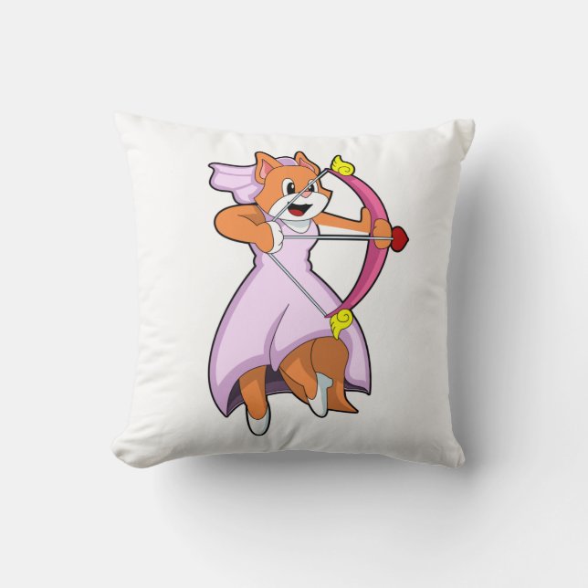 Katze als Braut mit Hochzeitskleid.PNG Kissen (Vorderseite)