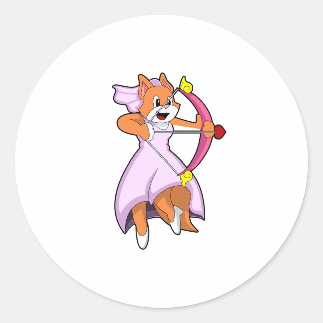 Katze als Braut mit Hochzeitskleid.PNG Runder Aufkleber (Vorderseite)