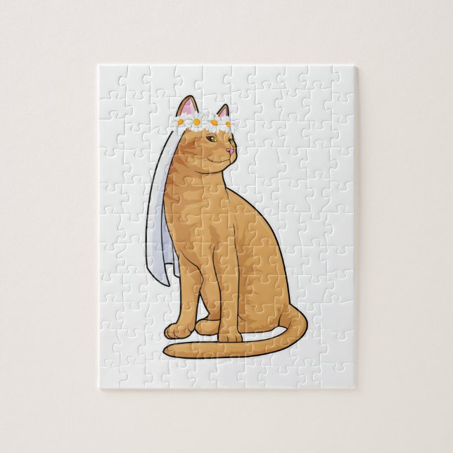 Katze als Braut mit Schleier (Vertikal)