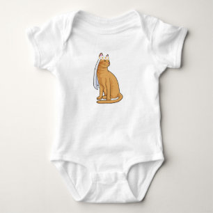Katze als Braut mit Schleier Baby Strampler
