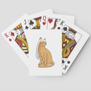 Katze als Braut mit Schleier Spielkarten